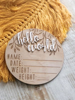 Hello World - Birth Announcement Disc