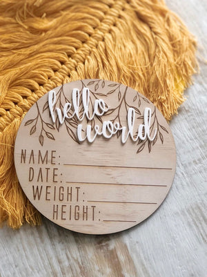 Hello World - Birth Announcement Disc