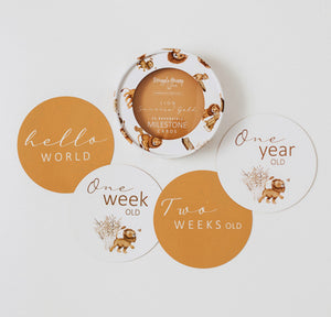 Lion & Sunrise Gold Reversible Milestone Cards