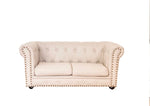 KIDS MINI CHESTERFIELD STYLE COUCH - BEIGE FABRIC