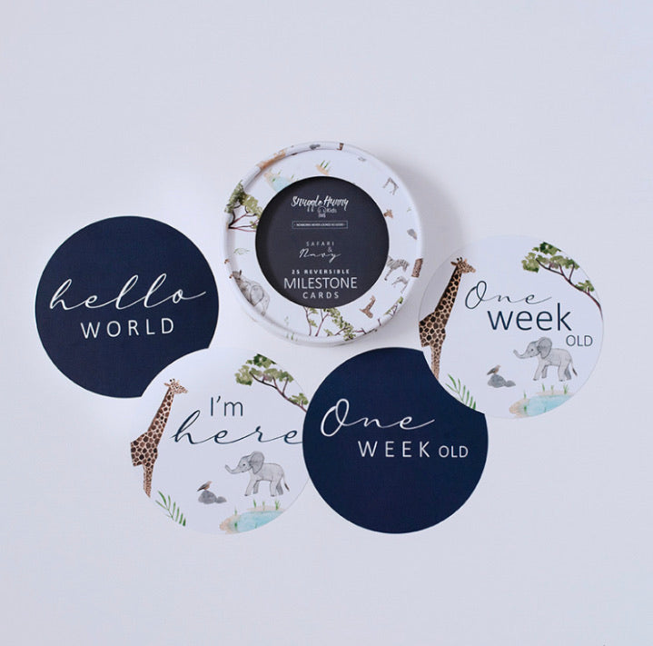 Safari & Navy Milestone Cards