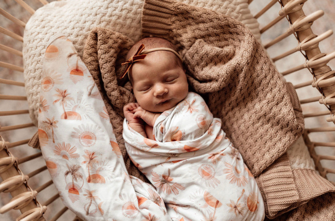 Paradise | Baby Jersey Wrap & Beanie Set