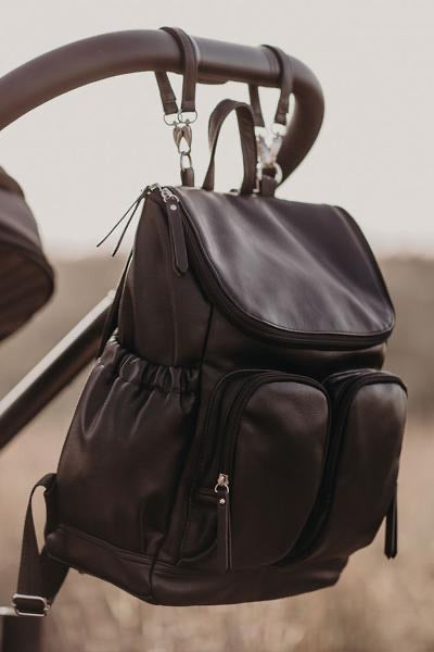 OiOi Faux Leather Nappy Backpack - Black