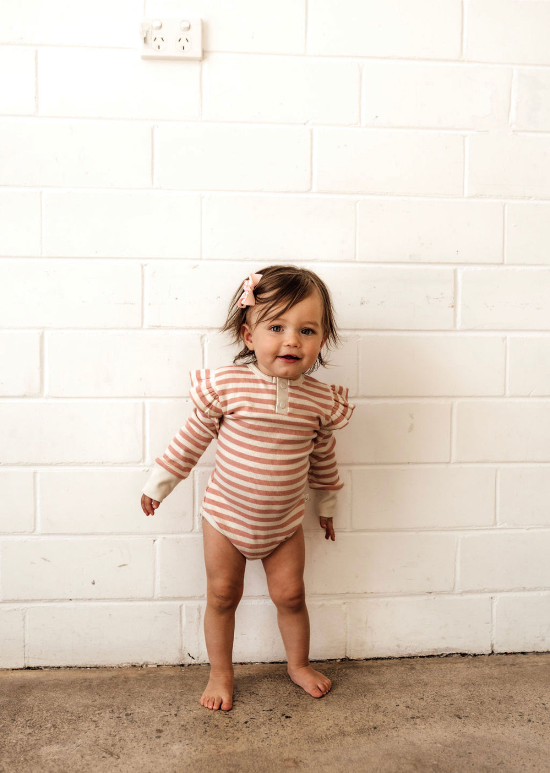 Rose Stripe Long Sleeve Bodysuit