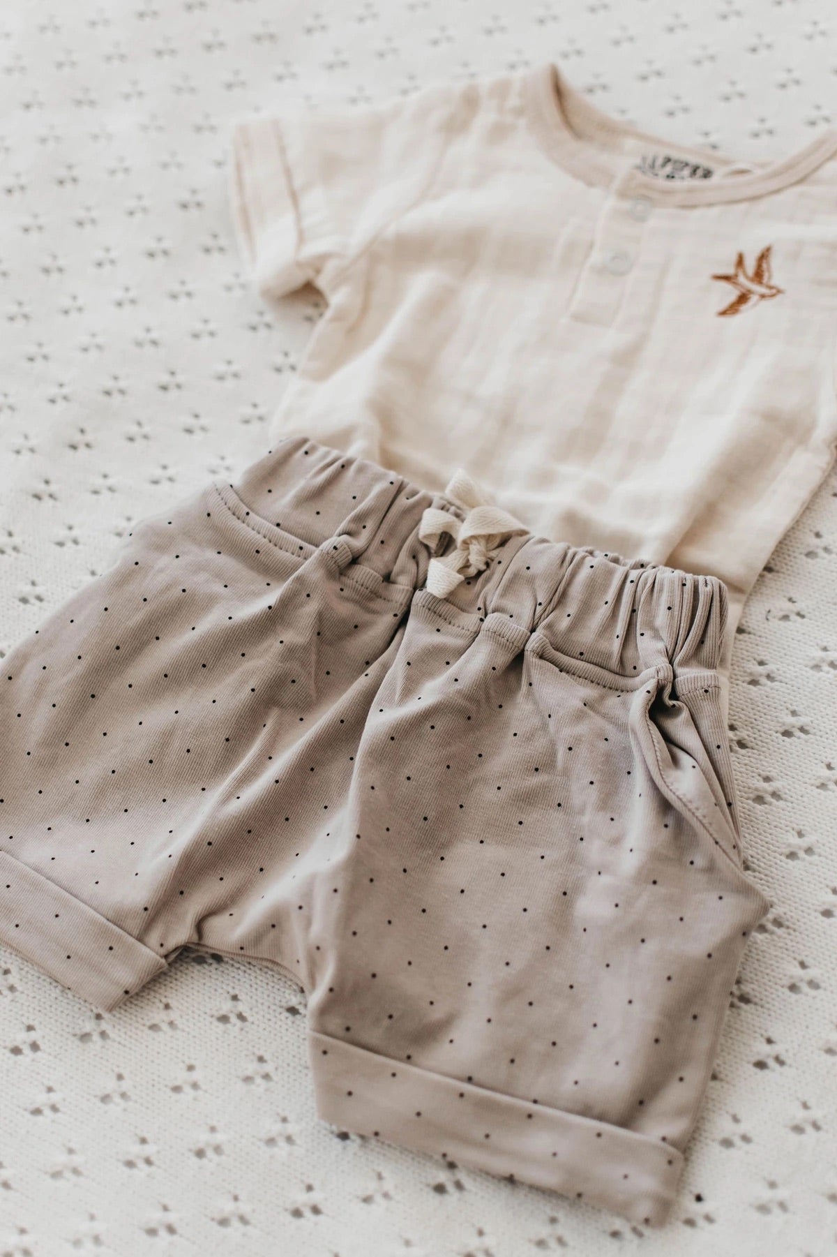 RIBBED SHORTS TAUPE DOTTY