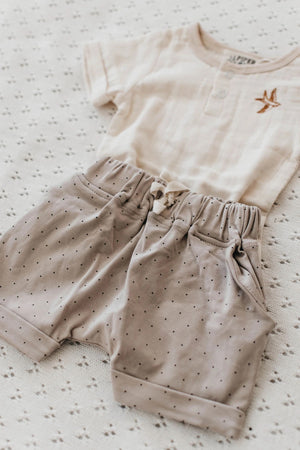 RIBBED SHORTS TAUPE DOTTY