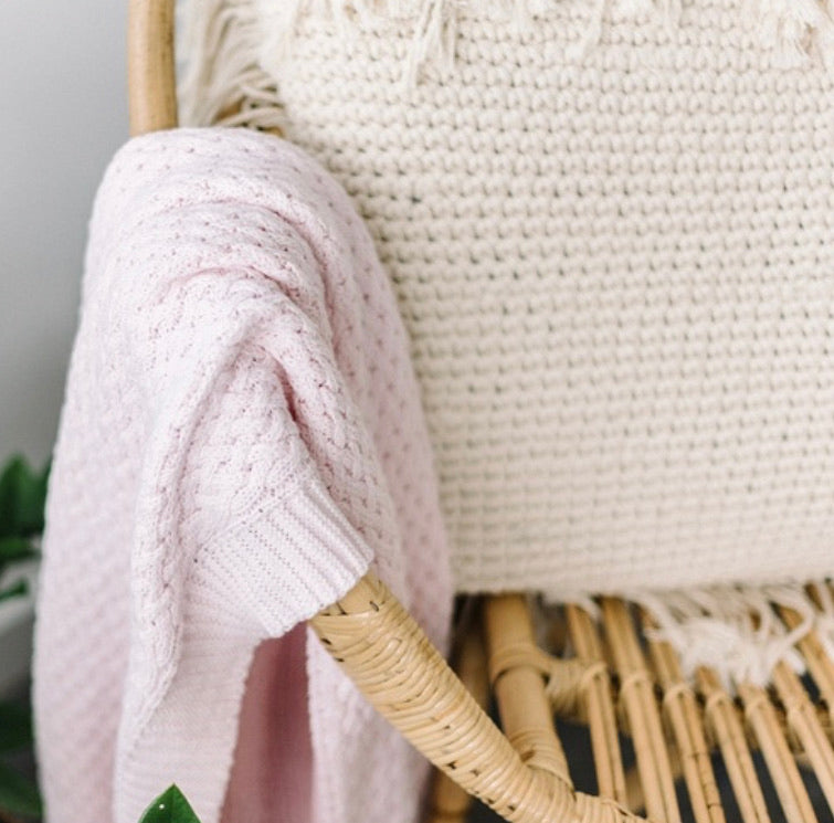 Blush Pink Diamond Knit Blanket