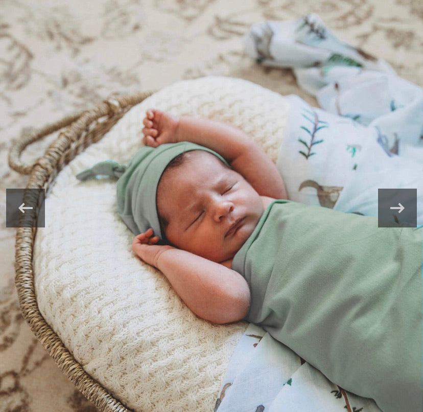 Baby Jersey Wrap and Beanie - Sage