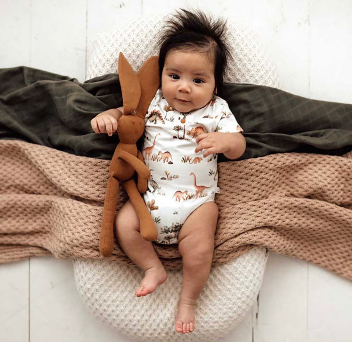 Dino Short Sleeve Organic Bodysuit Certified Organic Cotton