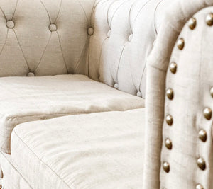 KIDS MINI CHESTERFIELD STYLE COUCH - BEIGE FABRIC