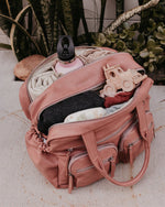 Faux Leather Carry All Nappy Bag - Dusty Rose