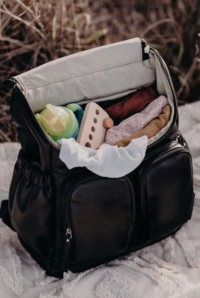 OiOi Faux Leather Nappy Backpack - Black