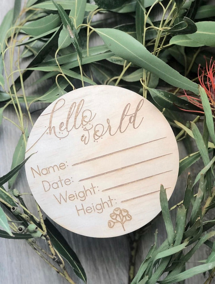 Hello World ‘Gumnut’ Birth Announcement Disc