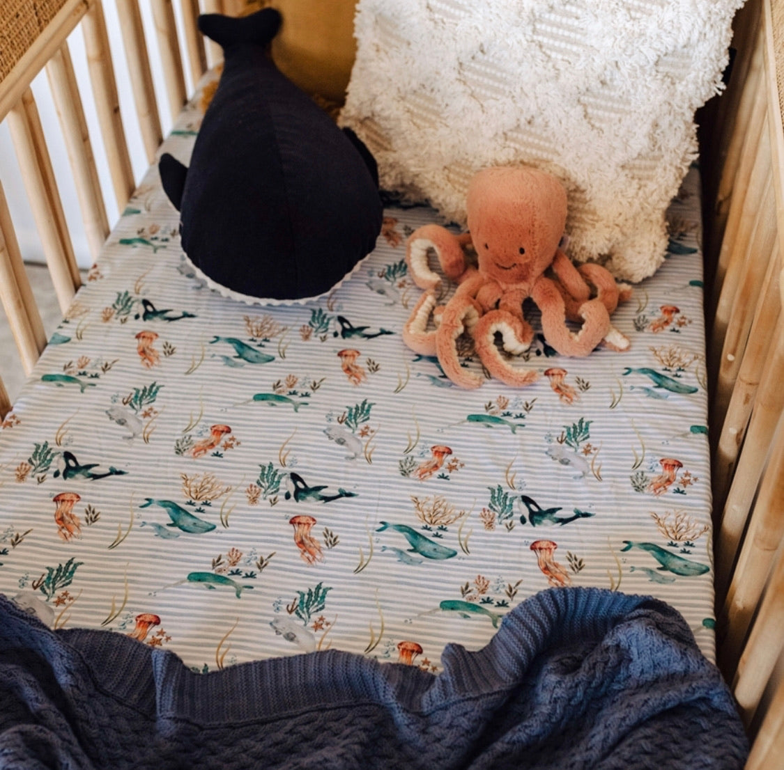 Whale | Fitted Cot Sheet