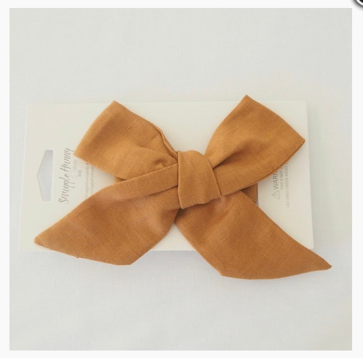 Mustard Linen Pre-tied Bow
