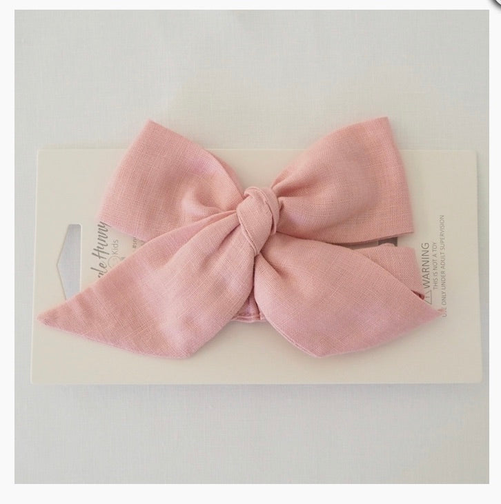 Dusty Pink Linen Pre-Tied Bow