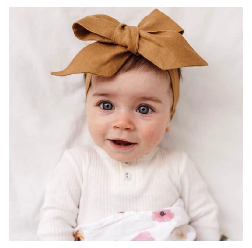 Mustard Linen Pre-tied Bow